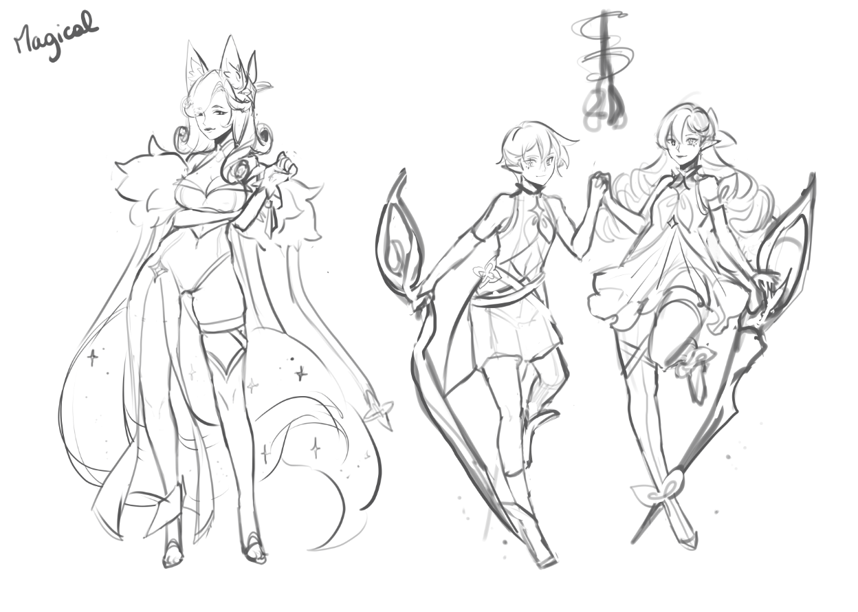 Études de personnages fantastiques par Lola